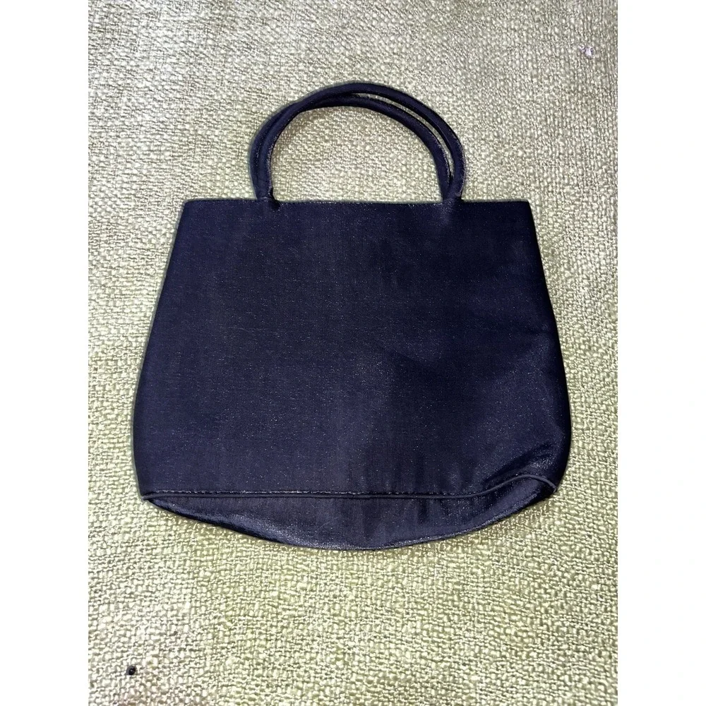 Vintage Wallis Bag , Black With Snowflakes And Embellishments , Magnetic Closure